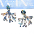 Custom color acetate coral shape ear jewelry girl lady fashion colorful monstera earrings